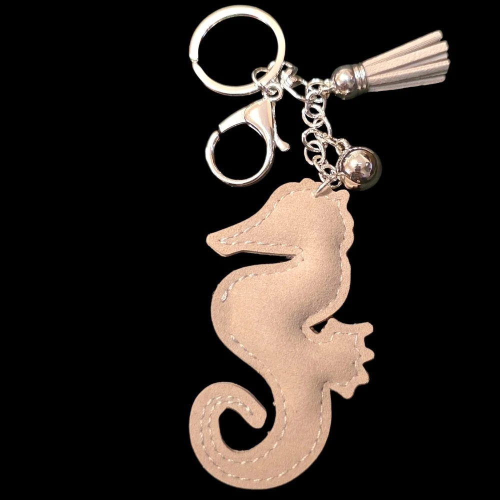Rhinestone Seahorse Bag Charm -  Keychain with Tassel